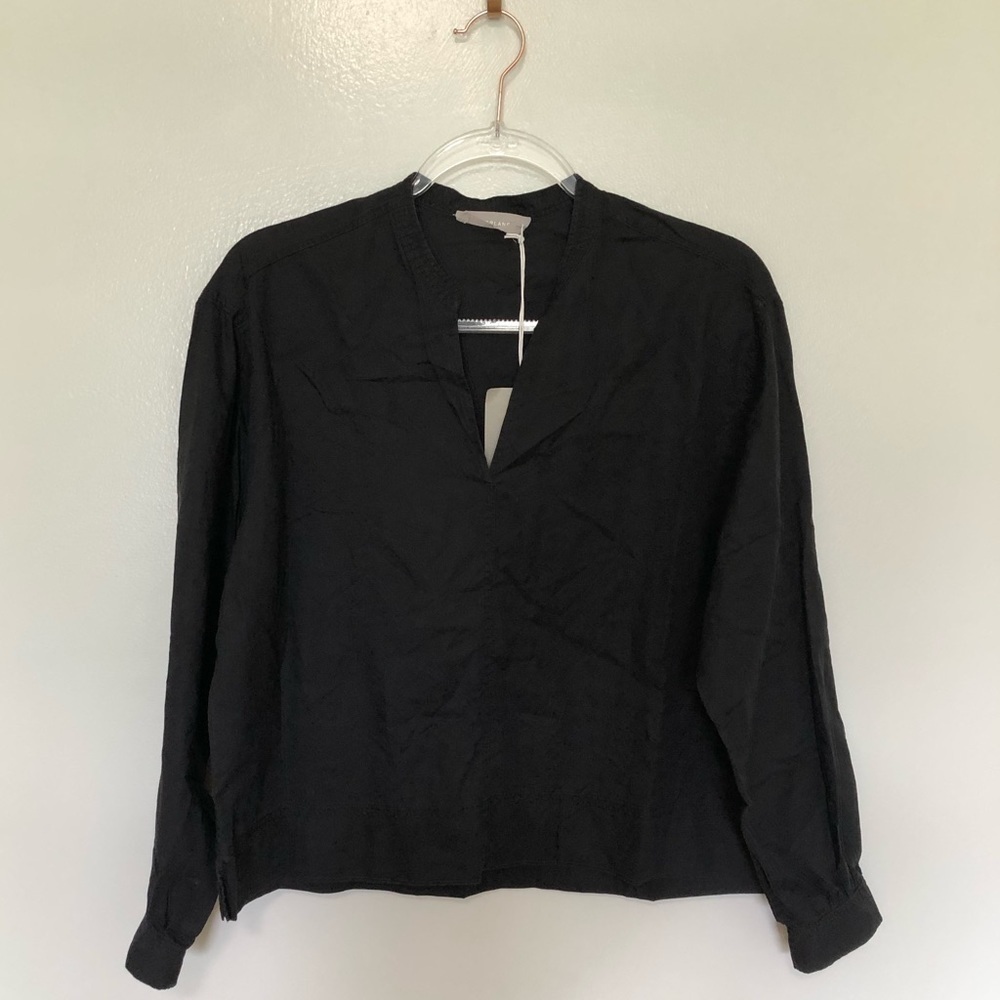 Everlane Black Long-Sleeve V-Neck Blouse